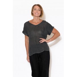 Charcoal Linen Tee