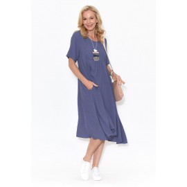 Blue Cotton Midi Dress