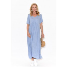 Blue Cotton Maxi Dress