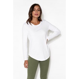 White Cotton Long Sleeve Top