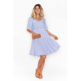 Blue Stripe Tier Dress