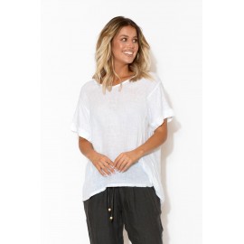 Anna White Linen Tee