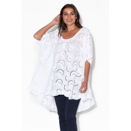 White Cotton Broderie Top