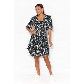 Navy Spot Tier Dress