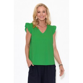 Green Cotton Frill Top